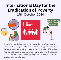 social media graphic with text saying International Day for the Eradication of Poverty